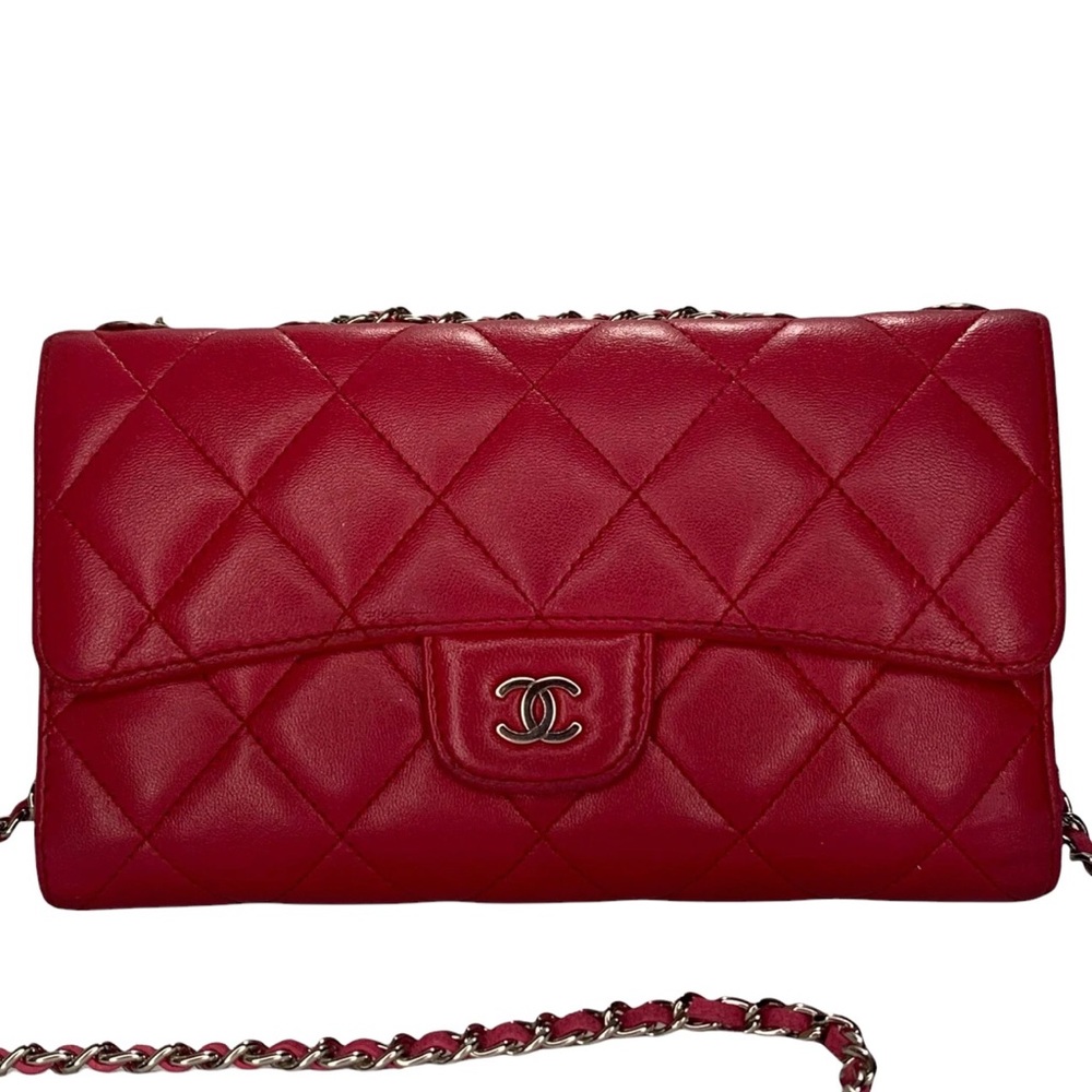 CHANEL Lambskin Classic Flap Wallet on Micro Chain